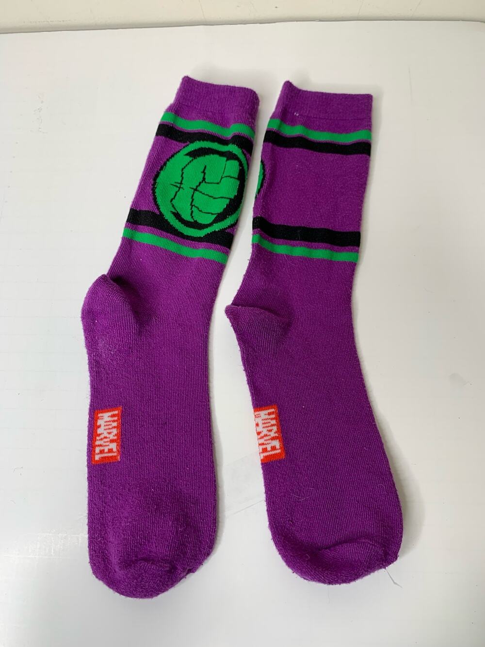Hulk Marvel Mens Casual Dress Crew Socks Purple Green